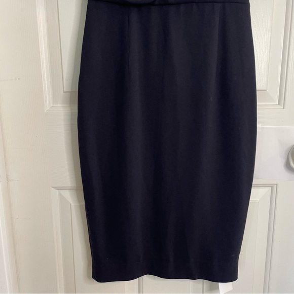 LK Bennett Dress Dr Lamarie Sheath ladies size 2 dark navy Draped Crepe preppy - Picture 2 of 9